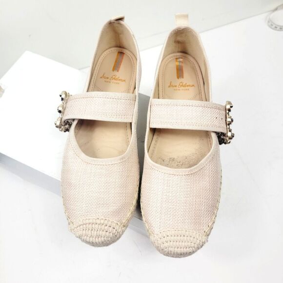 Sam Edelman Linen Look Maddy Orchid Mary Jane Espadrille Flat Size 6.5 NIB - Picture 3 of 8